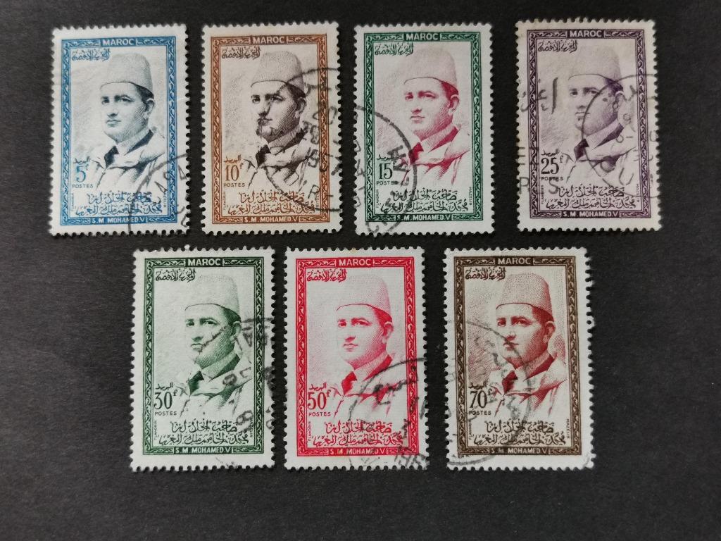 Marokko 1956 - Koning Mohammed V, Ophalen of Verzenden, Marokko, Gestempeld