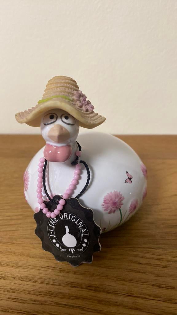 Magnifique petite poule j Line Bergera rose parfait état, Antiquités & Art