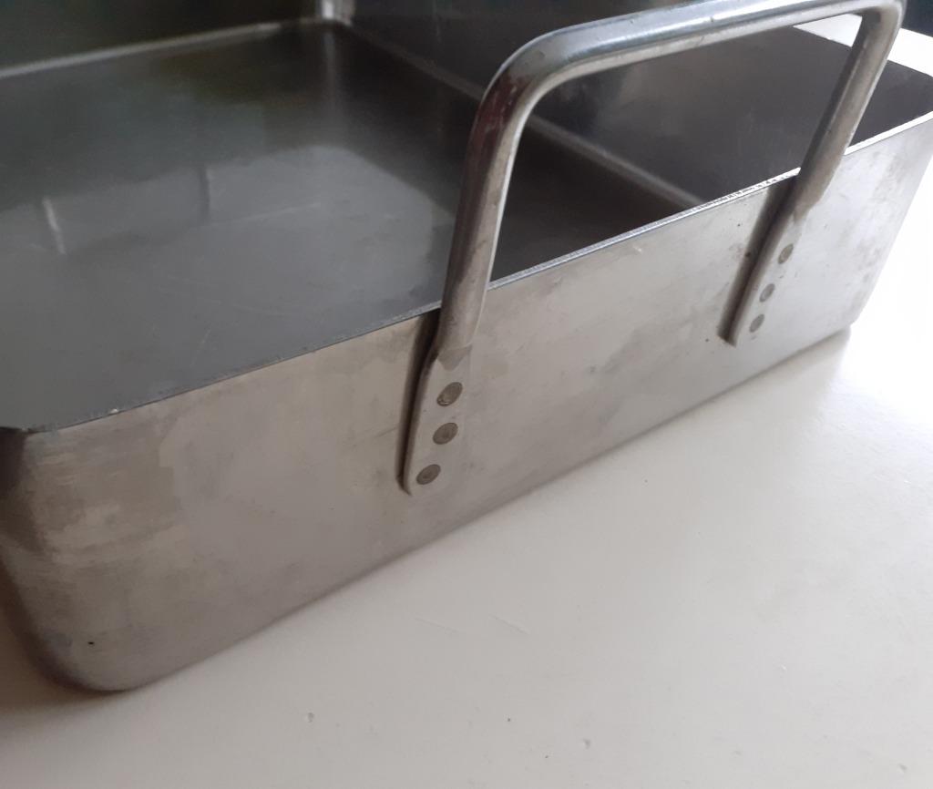 INOX PLAT avec poignées 40x32x8 cm qualité PROFESSIONNELLE, Maison & Meubles, Enlèvement, Utilisé, Autres matériaux, Autres styles