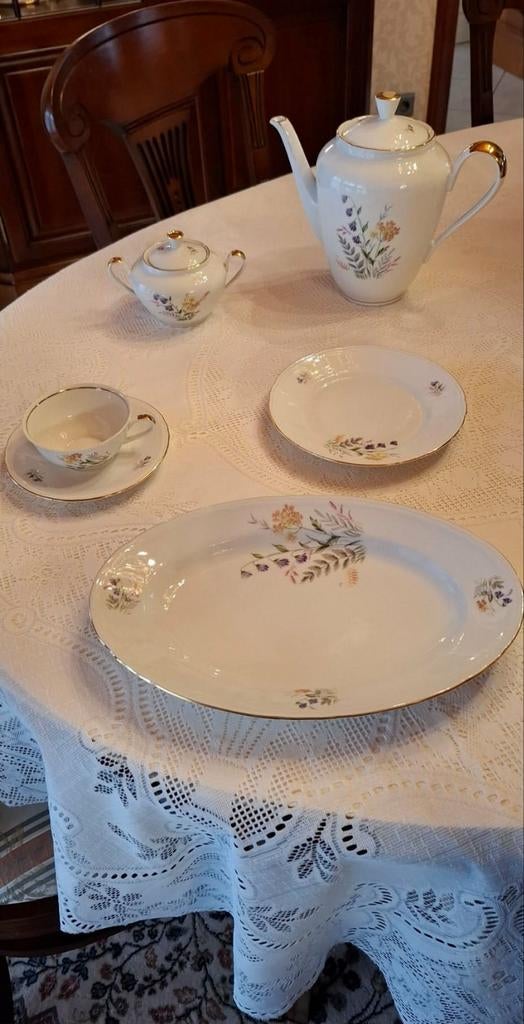 12 delig koffie en eetservies  70 jaar oud, Antiek en Kunst, Ophalen