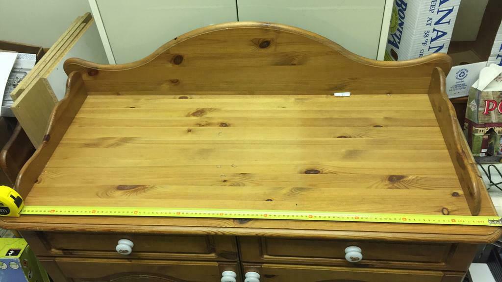Houten verschoningscommode met 2 lades en extra ruimte, Ophalen, 50 tot 70 cm, Opstaande rand, 100 cm of meer
