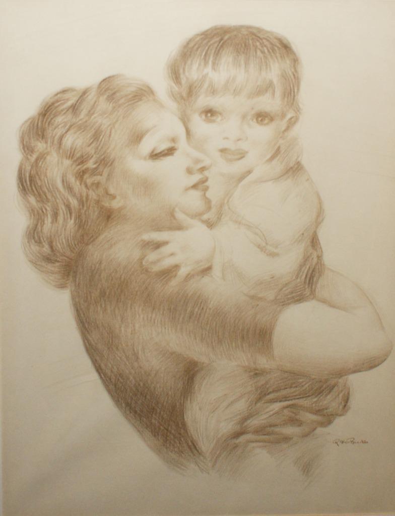 Raphael De Buck (1902-1986): Moederliefde (65 x 84 cm), Ophalen of Verzenden