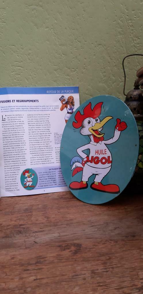 Metalen reclamebord in reliëf Huile Igol met magazine, Ophalen of Verzenden, Nieuw, Reclamebord