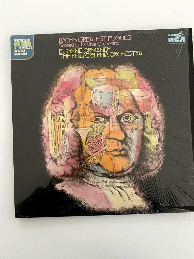 LP Bach Ormandy Phil Orch Greatest Fugues Quadrophonic 1973, Orchestre ou Ballet, 12 pouces, Baroque, Enlèvement ou Envoi