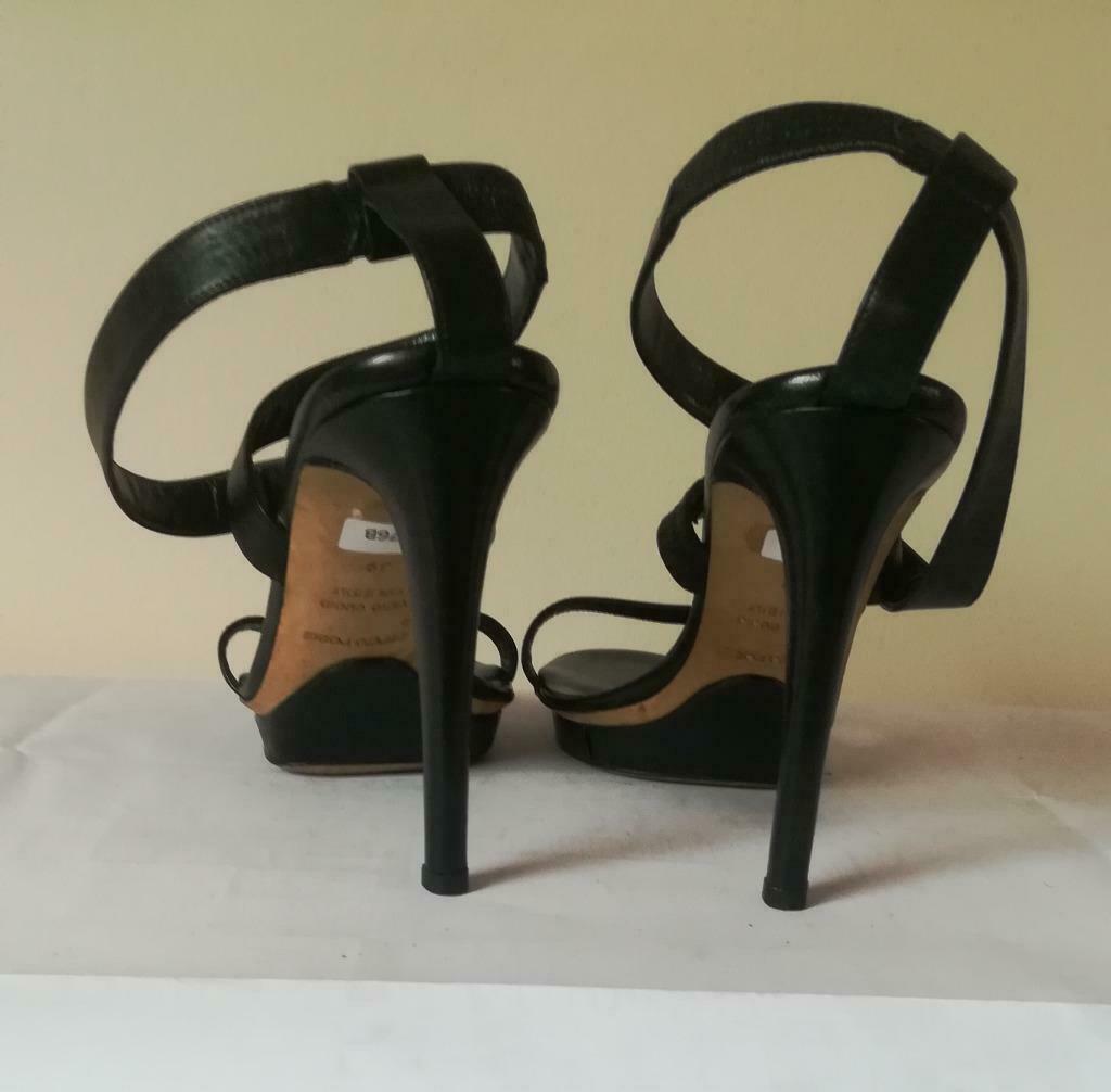 576B * SERGIO ROSSI luxe zwarte volledig leren sandalen (39), Pumps, Sergio Rossi, Verzenden, Gedragen
