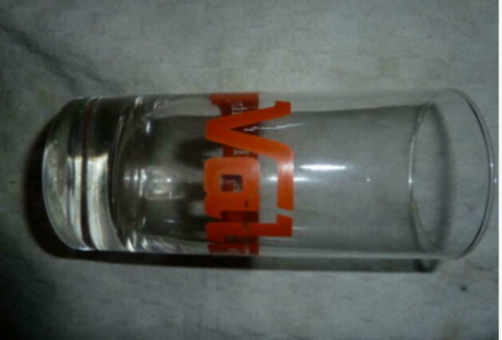 #A limonade glas VAL Orange Aktola Citron ' oranje ' Haacht, Verzamelen, Ophalen of Verzenden, Nieuw, Frisdrankglas
