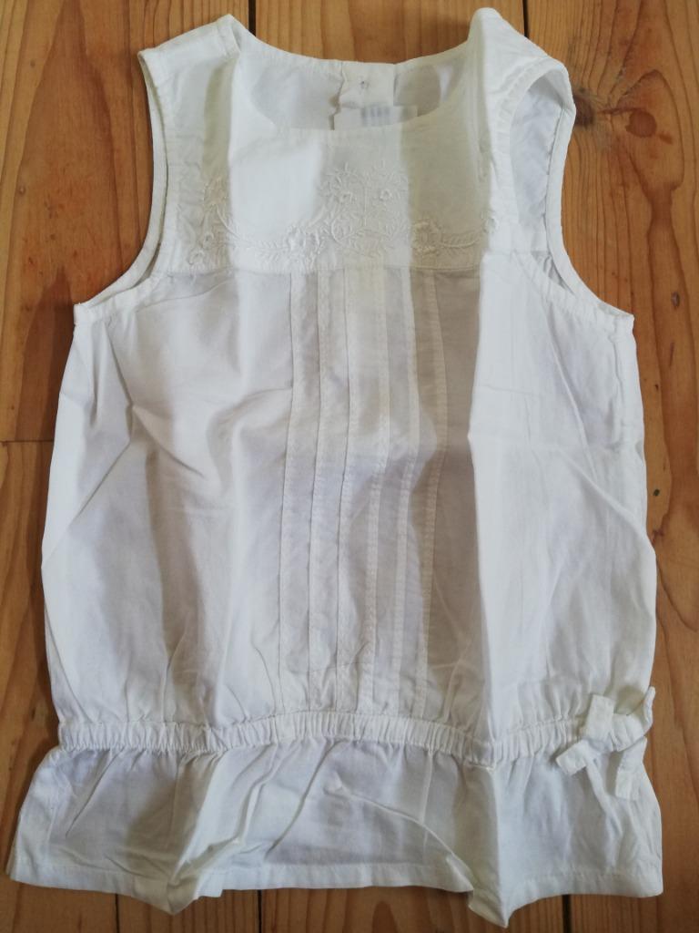 Bloesje Hemdje - H&M - 104- 4 jaar - wit - mouwloos, Kinderen en Baby's, Kinderkleding | Maat 104, Gebruikt, Meisje, H&M, Ophalen of Verzenden