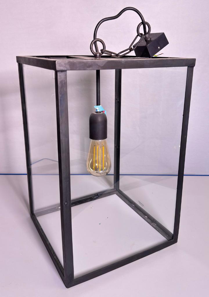 Luster 30cm breed x 30cm diep x 45cm hoog, Ophalen, Gebruikt, Glas, Landelijk