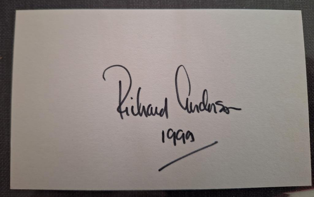 Autographe du vétéran et acteur RICHARD ANDERSON, Enlèvement ou Envoi