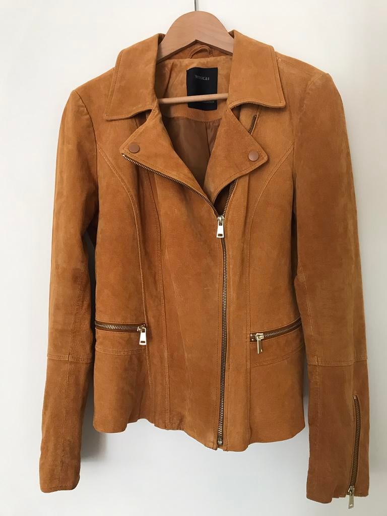 Lederen daim stoere toffe jas mosterd oker geel mt 42 NIEUW, Ophalen of Verzenden, Nieuw, Maat 42/44 (L), Geel