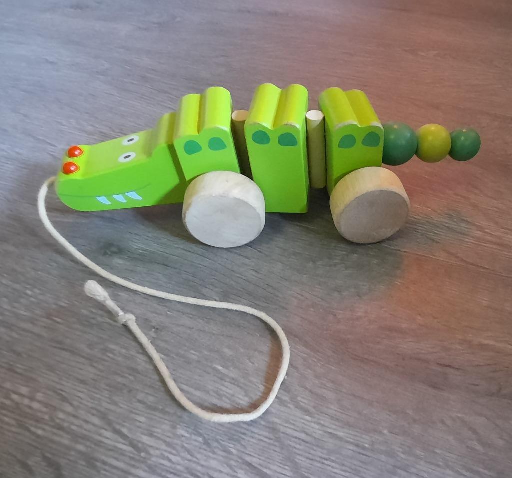 Trekfiguur / trekdier hout Krokodil, Enlèvement, Utilisé, Jouet à Pousser ou Tirer