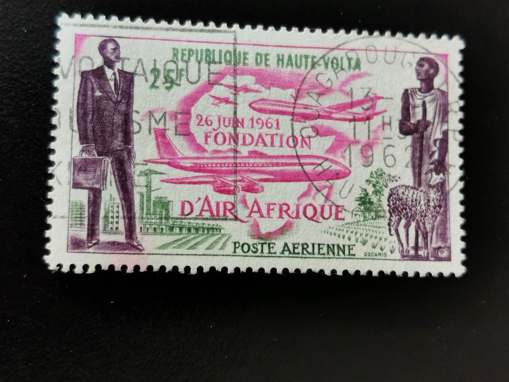 Opper Volta 1962 - oprichting Air Afrique - vliegtuigen, Ophalen of Verzenden, Overige landen, Gestempeld