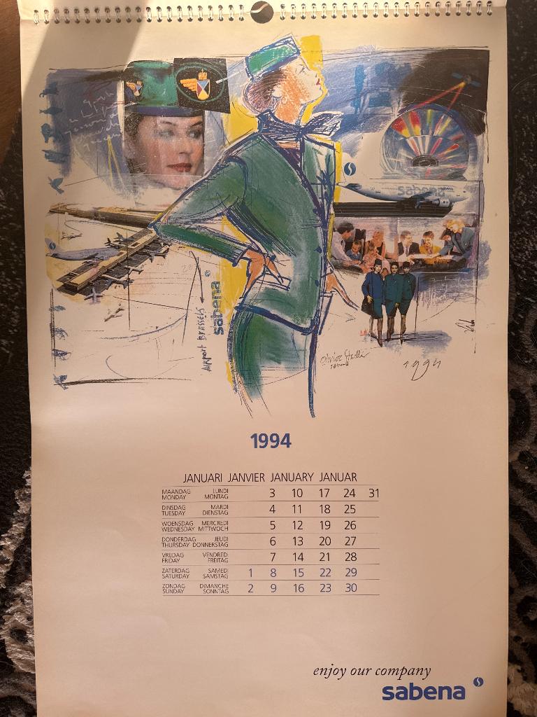 Sabena 1994 kalender, Ophalen of Verzenden, Jaarkalender, Zo goed als nieuw