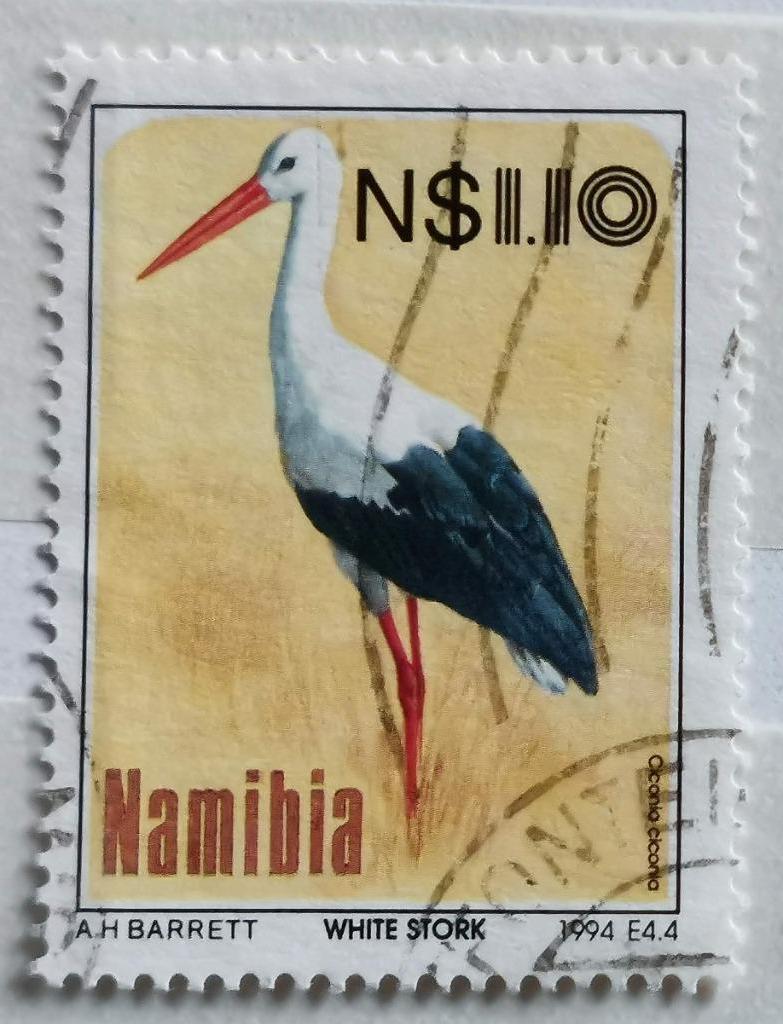 Namibie 1994 - oiseaux - cigogne, Enlèvement ou Envoi, Affranchi, Animal et Nature