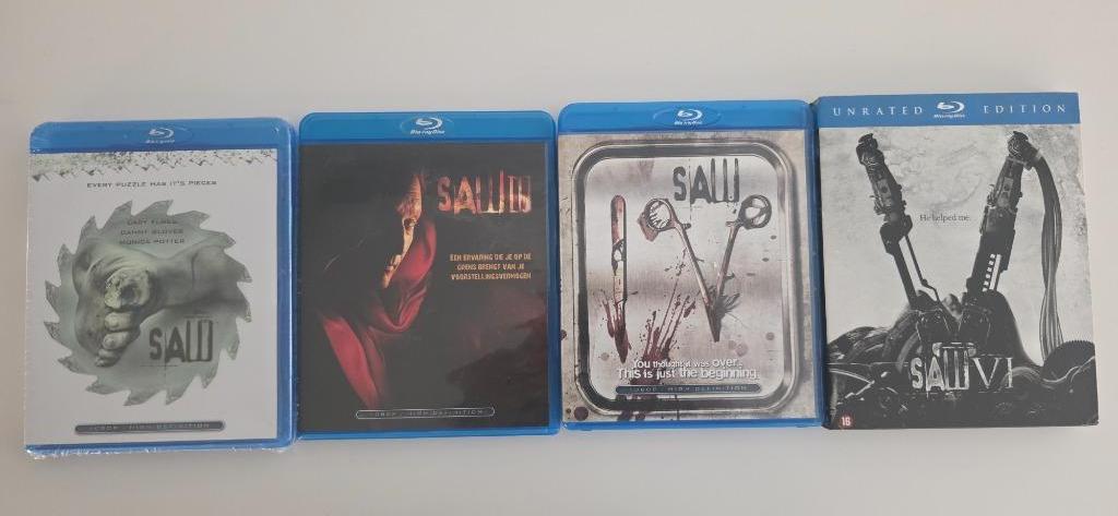 Saw films - Saw 1, 3, 4 en 6, Cd's en Dvd's, Blu-ray, Zo goed als nieuw, Horror, Ophalen of Verzenden