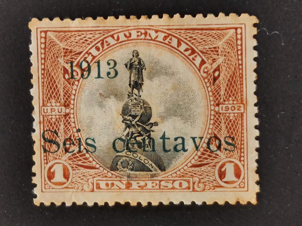 Guatemala 1913 - Columbus, met opdruk, Ophalen of Verzenden, Gestempeld, Midden-Amerika