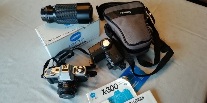 Minolta X 300, lens 70-210/4 MD zoom, Audio, Tv en Foto, Ophalen of Verzenden, Gebruikt, Spiegelreflex, Minolta
