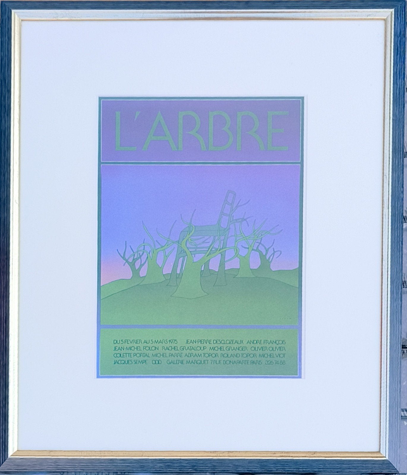schilderij zeefdruk l'arbre Jean-Michel Folon, Ingelijst, Ophalen of Verzenden, Zeefdruk