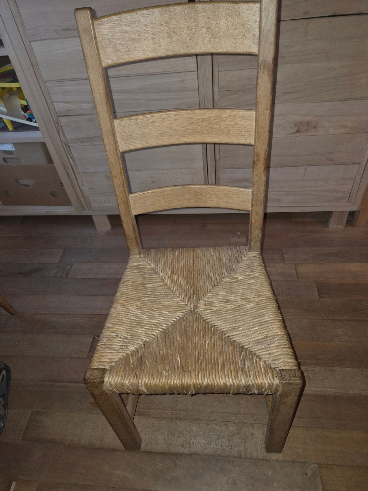 6 chaises en chêne massif et paille, Enlèvement
