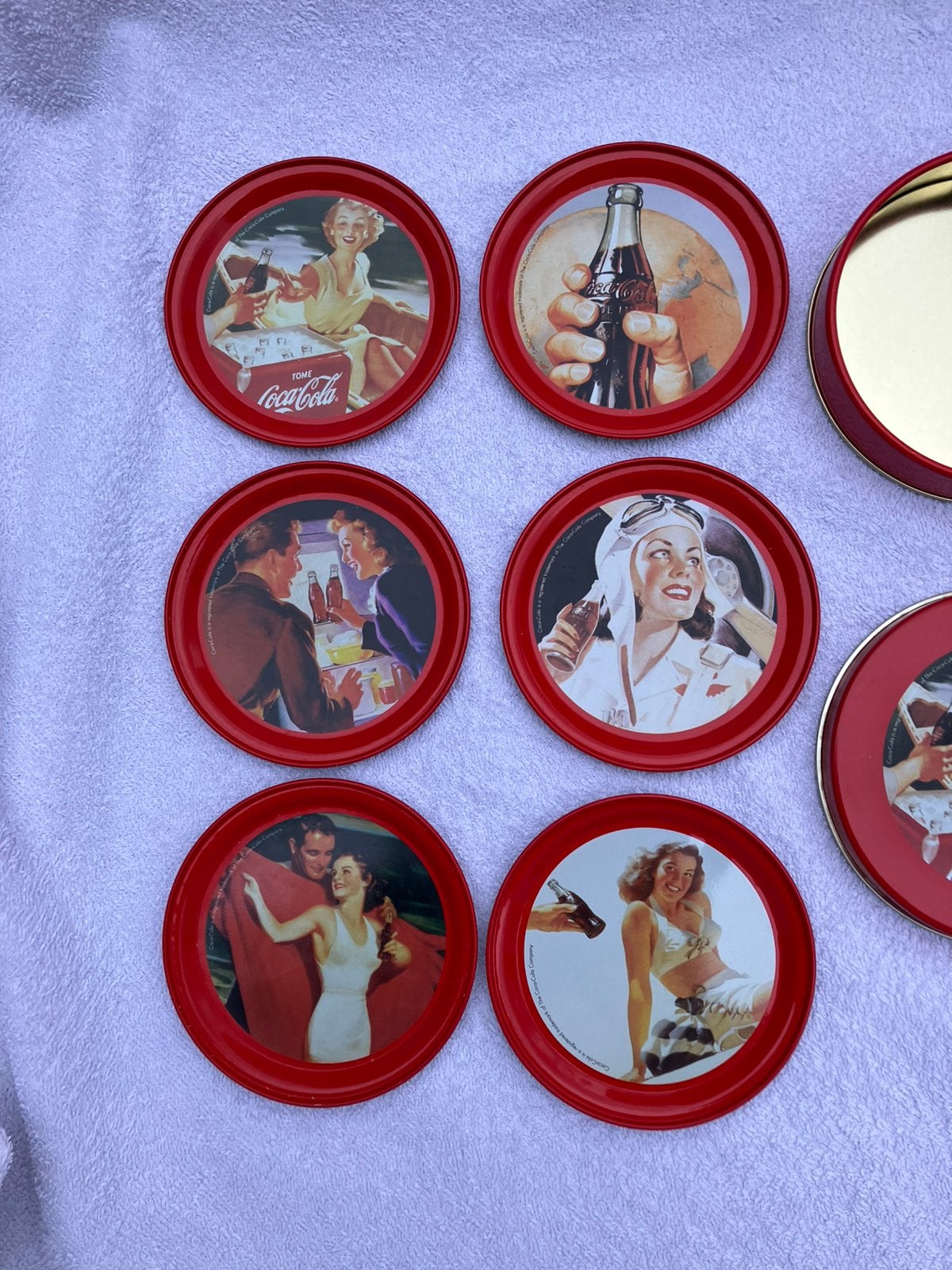 Coca Cola - Sous-verres 6 pièces - vintage collector, Neuf, Enlèvement ou Envoi, Sous-verre, Rouge