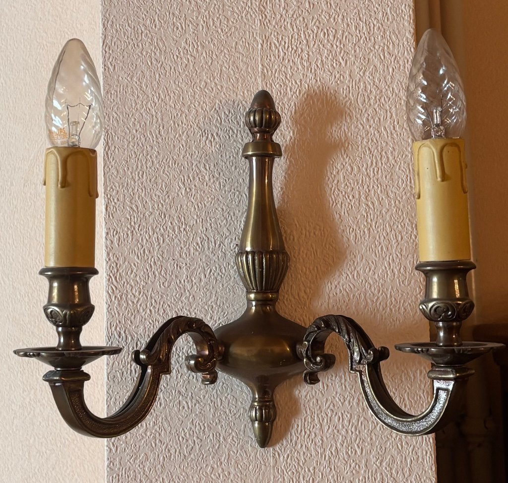 appliques en bronze, Maison & Meubles, Vintage - style hollandais flamand, Enlèvement, Utilisé, E14 (petit)