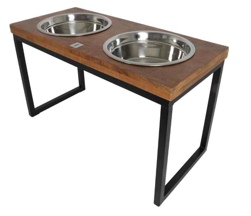Voederstaander Hout Met Metalen Frame 66cm, Dieren en Toebehoren, Hondenvoerbakken en Drinkbakken, Nieuw, Ophalen