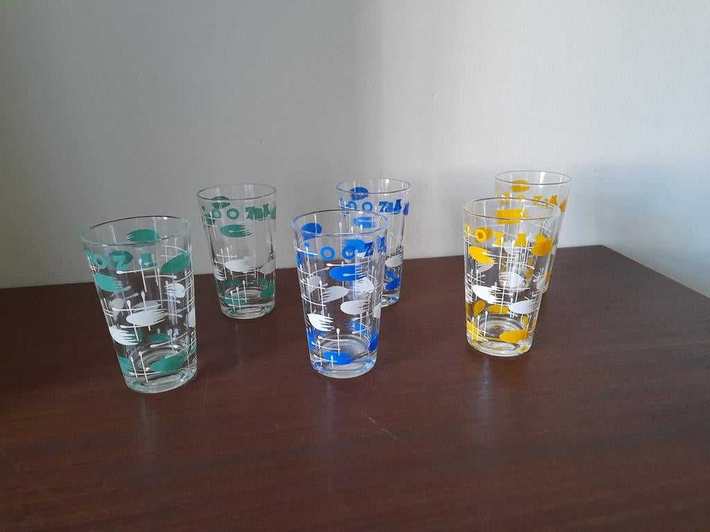 Setje met 6 vintage glaasjes Looza, Ophalen of Verzenden