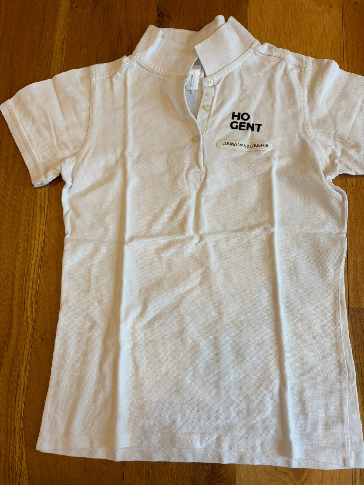 Polo tshirt Hogent, Maat 38/40 (M), Wit, Ophalen of Verzenden, Zo goed als nieuw