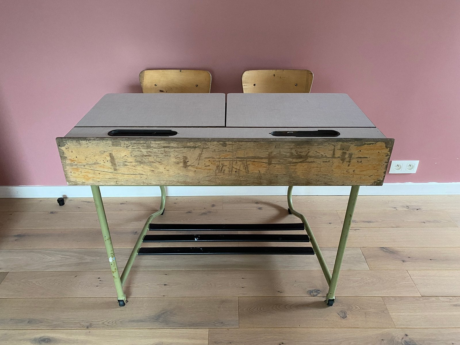 Oude schoolbank, Vintage, Enlèvement, Utilisé, Bureau d'écolier