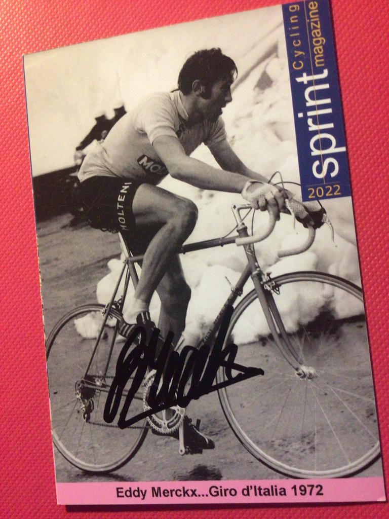 wielerkaart giro 1972 team molteni eddy merckx  signe, Verzenden, Zo goed als nieuw