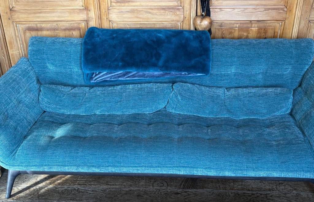Deux fauteuils bleus 3places Roche Bobois, Ophalen, Zo goed als nieuw, Hout