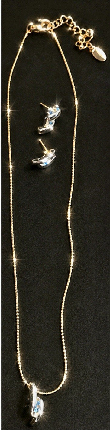 PARURE CHAÎNE AVEC PENDENTIF ET BOUCLES D'OREILLES ASSORTIES, Enlèvement ou Envoi, Neuf, Argent, Avec pierre précieuse