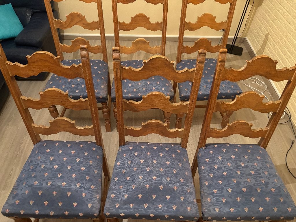 Lot de 6 chaises en bois style rustique / vintage, Bois style Rustique/ vintage, Enlèvement, Bois, Bleu
