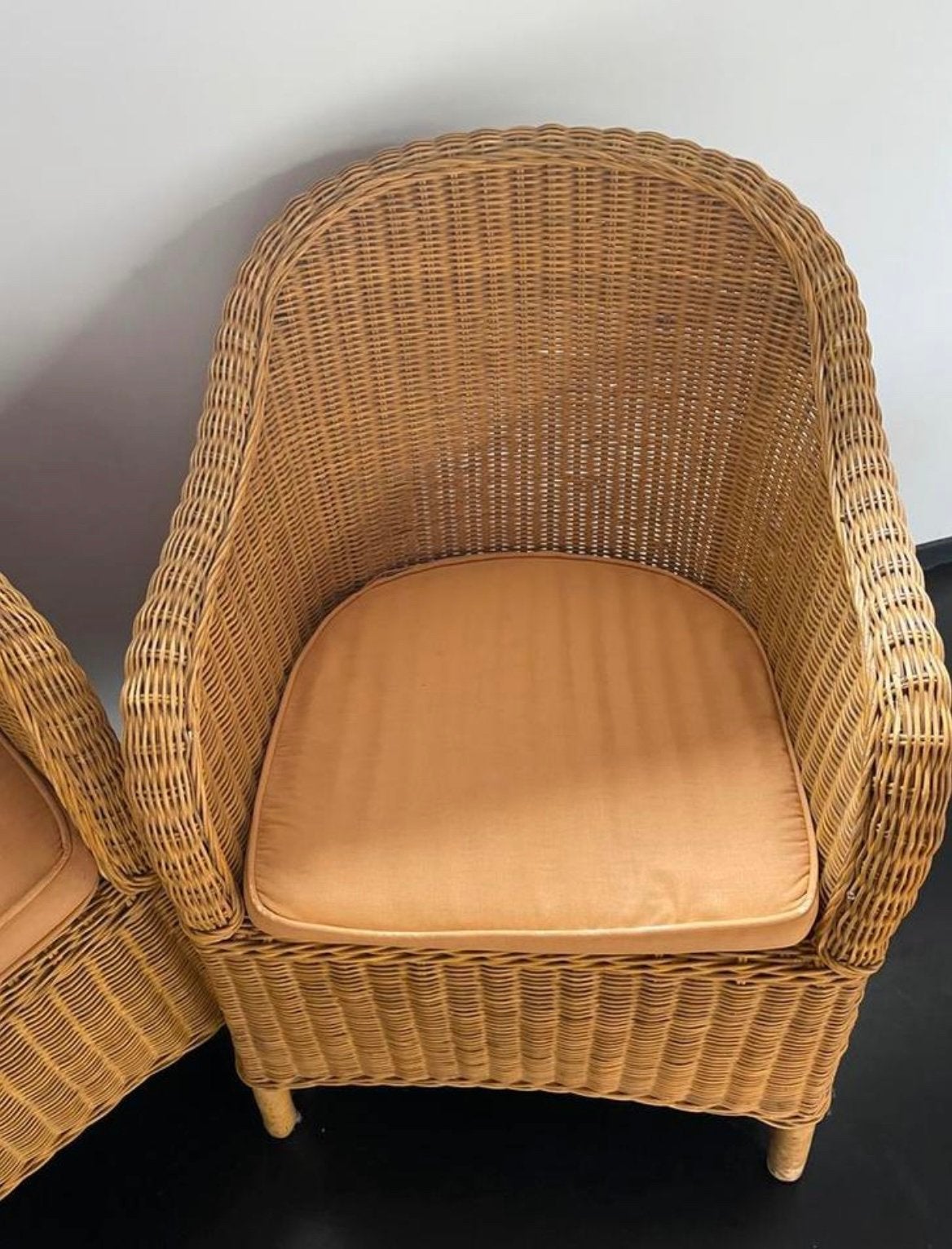 Twee rieten/ rotan zeteltjes, Huis en Inrichting, Ophalen, Gebruikt, Riet of Rotan