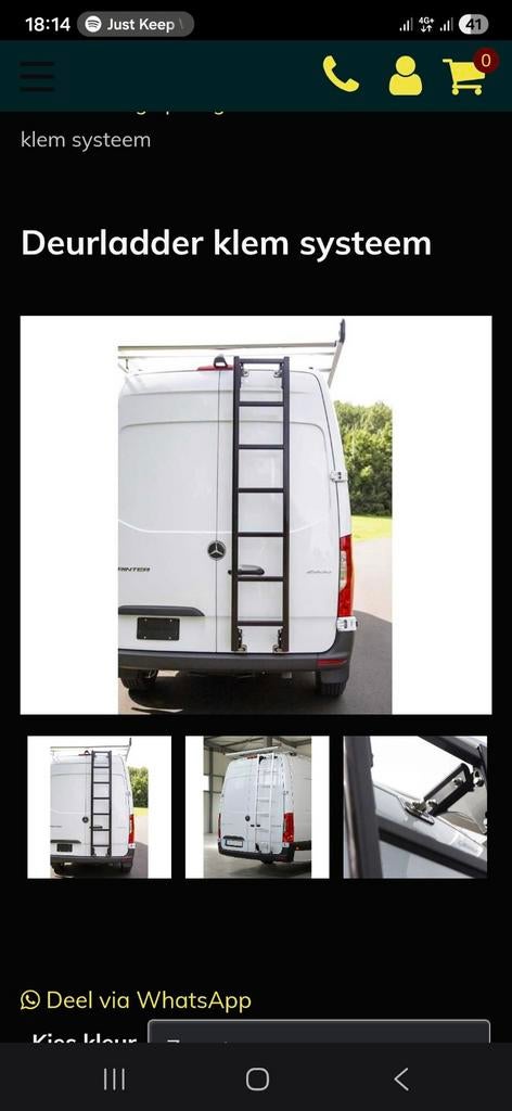 Deurladder ford transit h2 klem op de deur, Ophalen
