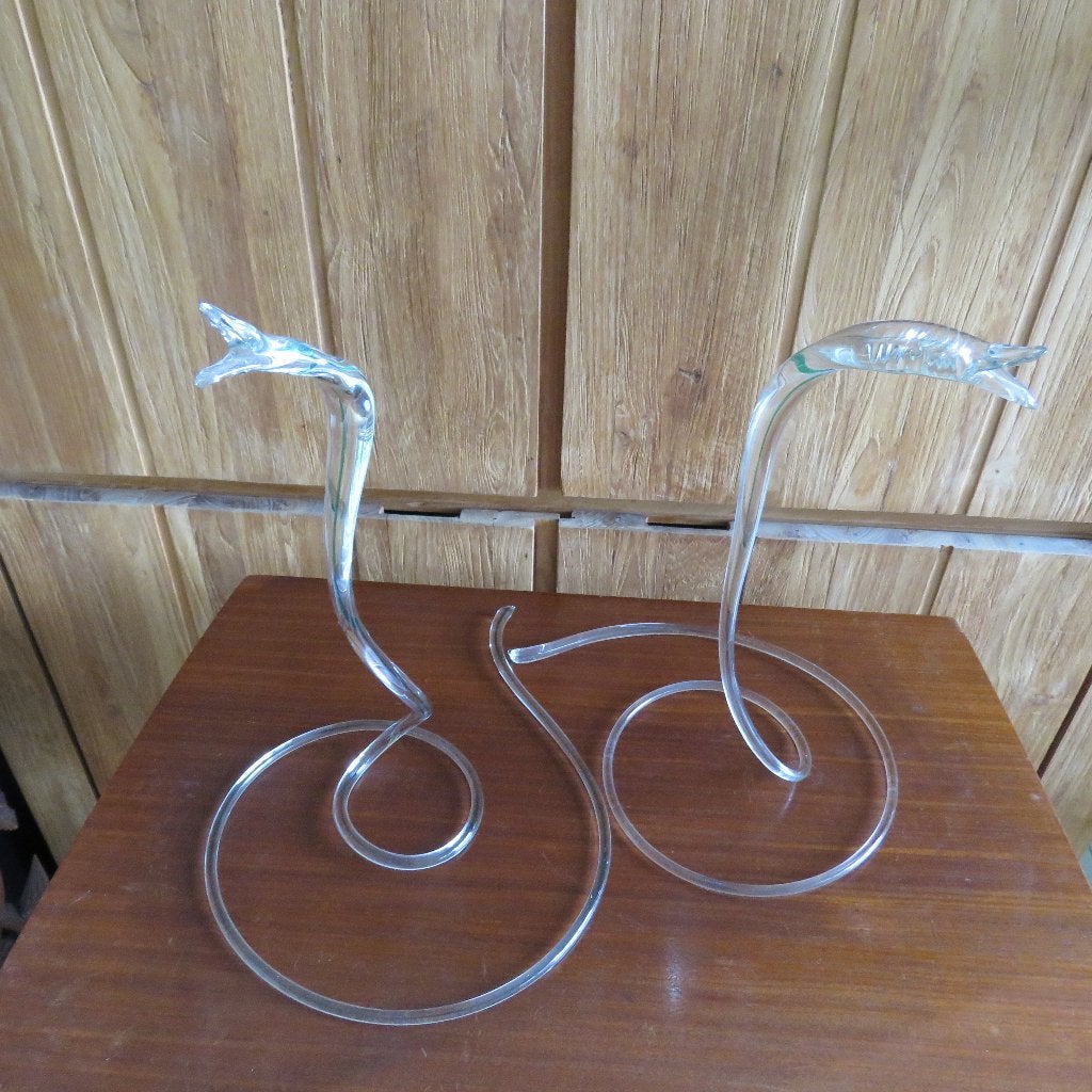 Vintage koppel Cobra's Murano Art Glass, Antiek en Kunst, Ophalen