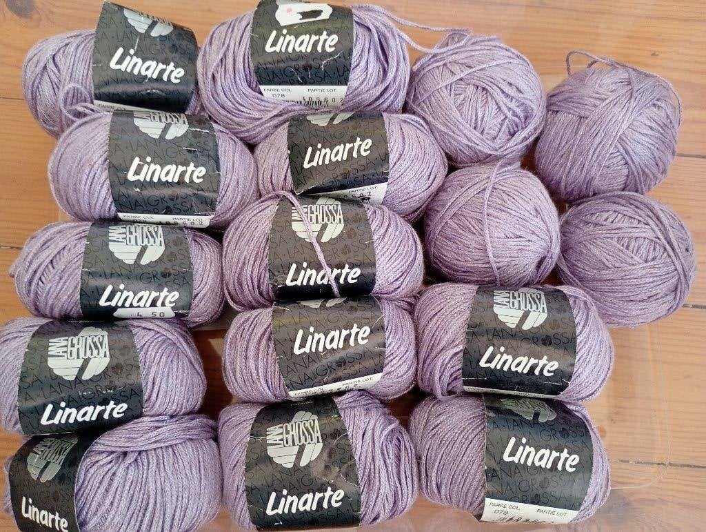 Lana Grossa Linarte wol kleur 078 lila 16x, Ophalen of Verzenden, Nieuw, Breien of Haken, Wol of Garen