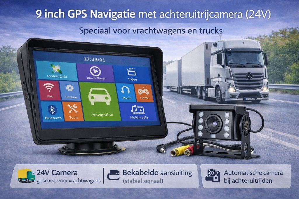 7 of 9' inch Truck / Camper met Achteruitrijcamera Set-16GB, Info@drktech.be, Oosterwennel 35 Genk, Nieuw, Ophalen of Verzenden