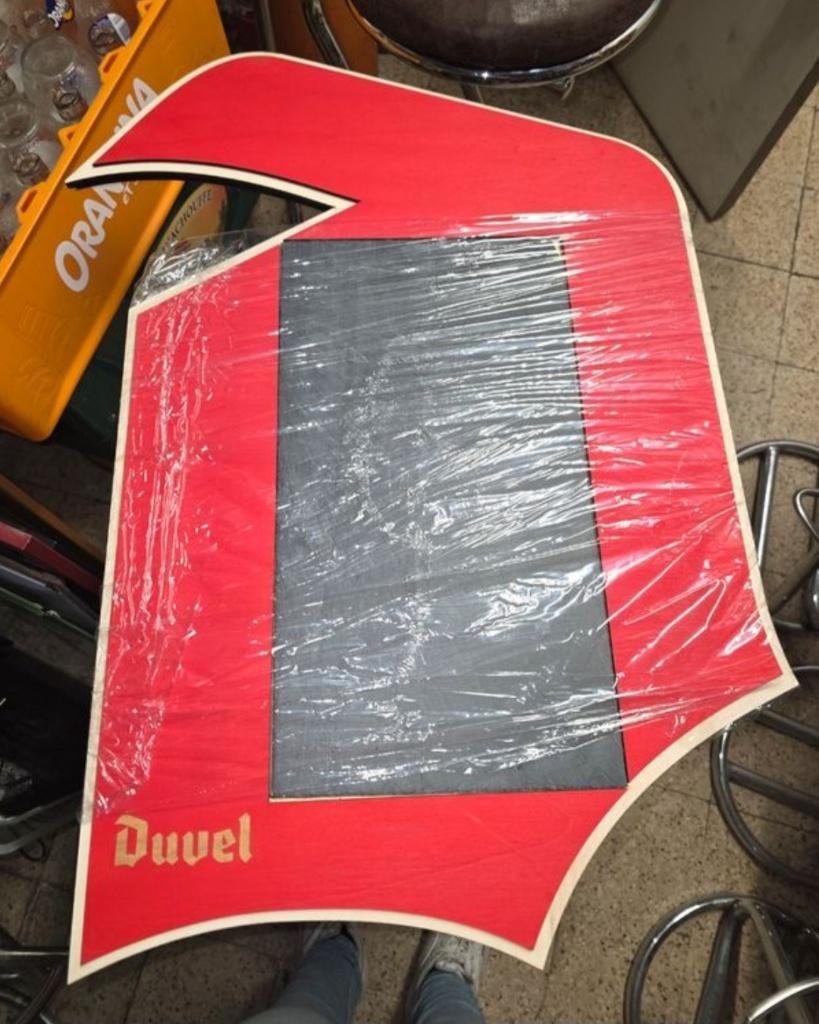 Duvel, Verzamelen, Biermerken, Verzenden, Gebruikt, Reclamebord, Plaat of Schild, Duvel