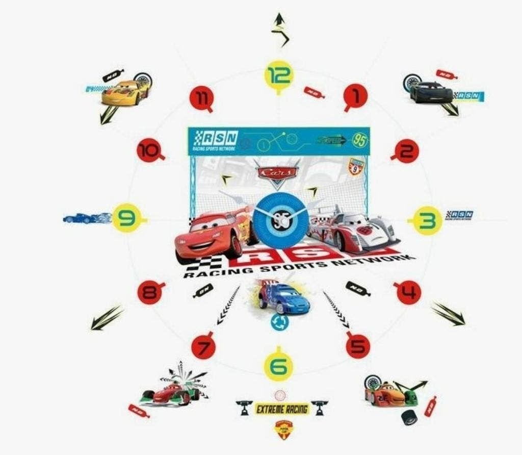 Disney Cars Wandklok / Klok met Muurstickers - AANBIEDING, Ophalen of Verzenden, Nieuw, Klok