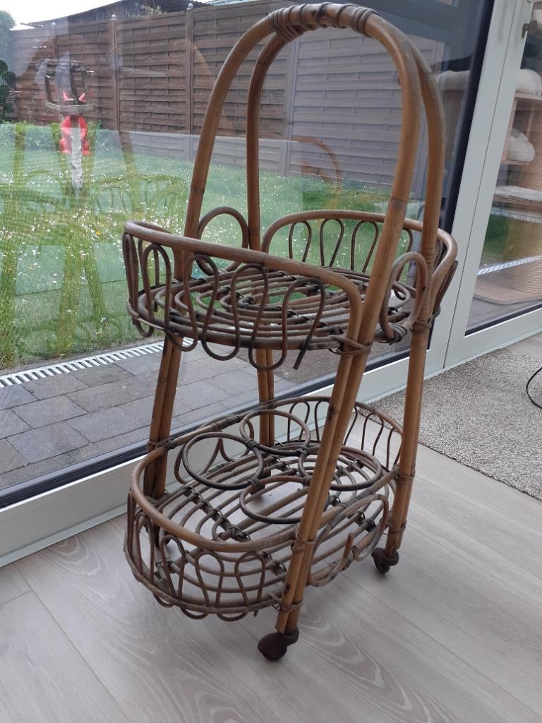 Rotan trolley vintage, Ophalen, Gebruikt, Vintage