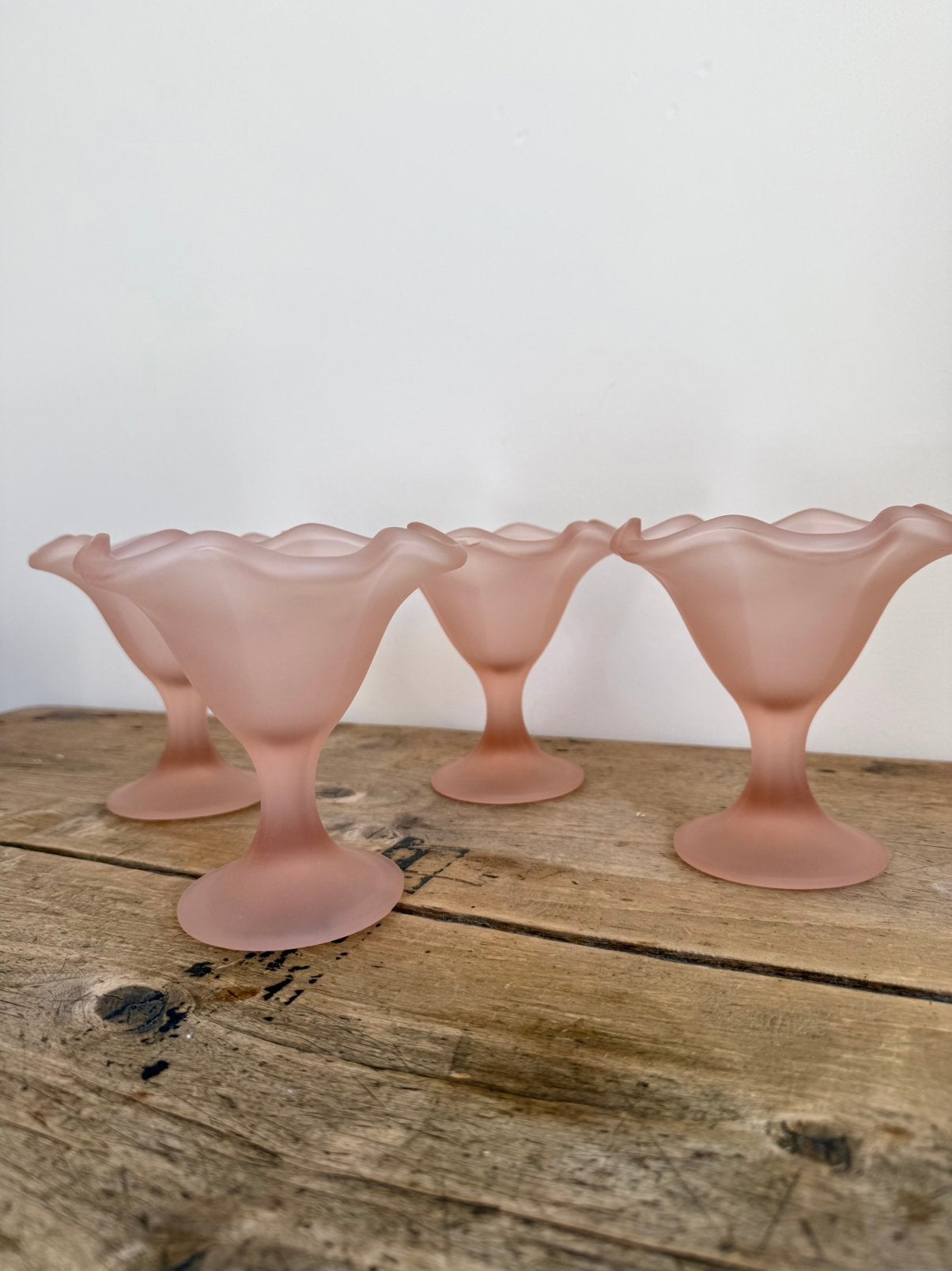 Vintage poederroze ijscoupes, Antiek en Kunst, Ophalen