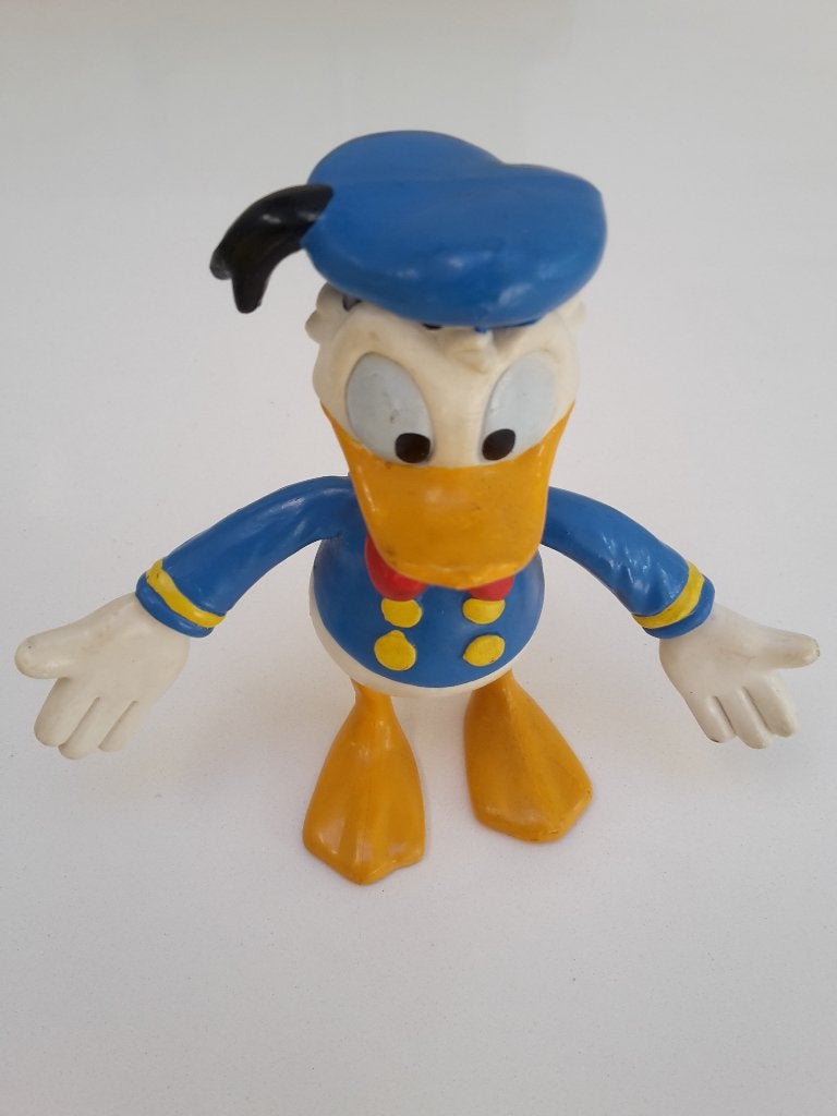 Vintage plooibaar Disney Donald Duck figuurtje, 12,5 cm hoog, Ophalen of Verzenden, Donald Duck, Gebruikt, Beeldje of Figuurtje