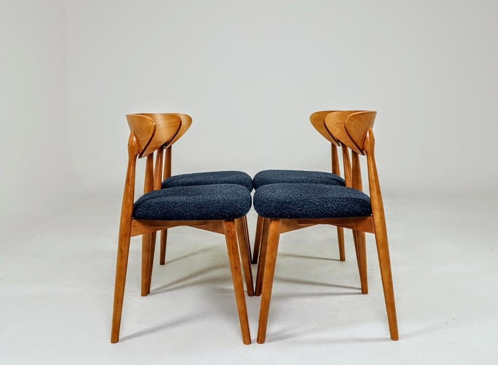 Blauwe krullende eetkamerstoelen set van 4, Huis en Inrichting, Stoelen, Blauw, Nieuw, Ophalen of Verzenden, Vier