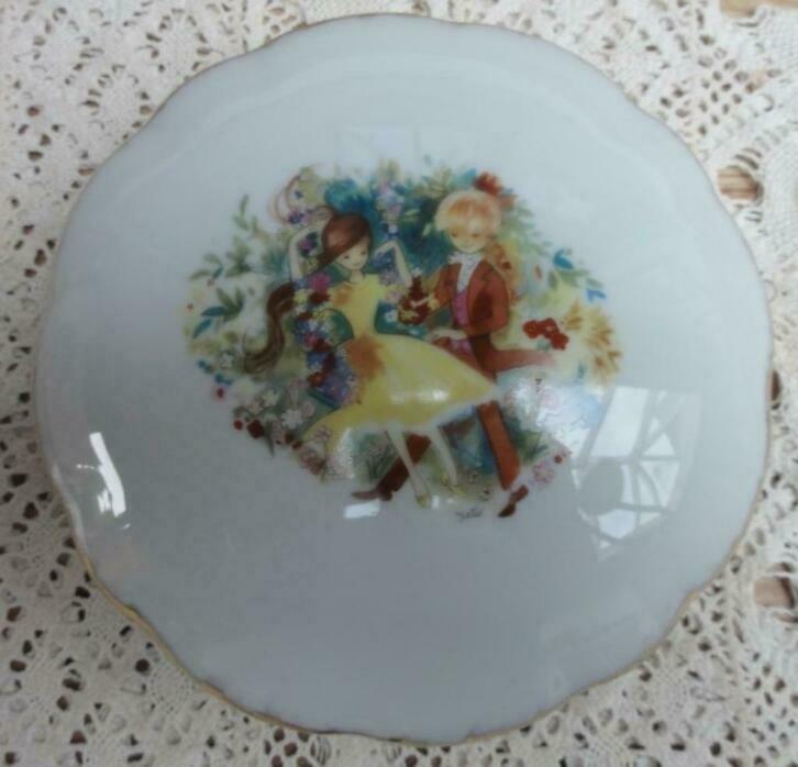 Vintage Franse bonbonniere, stel op schommel, Joster, Antiek en Kunst, Ophalen of Verzenden