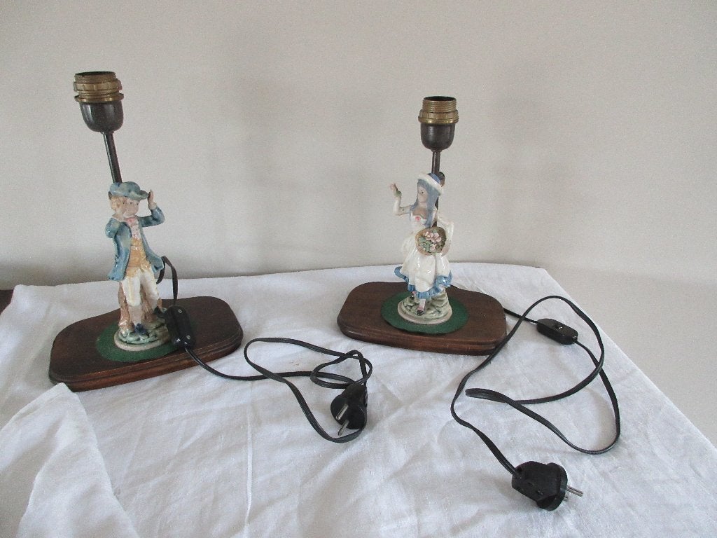 2 anciennes lampes de table vintage éclairage en porcelaine, Antiquités & Art, Enlèvement