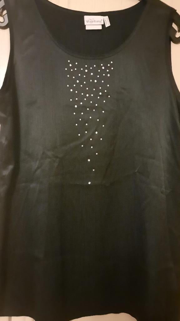 ZWART BLINKEND TOPJE MET STRASS maat 42, Enlèvement ou Envoi, VOGELSANG, Noir, Taille 42/44 (L)