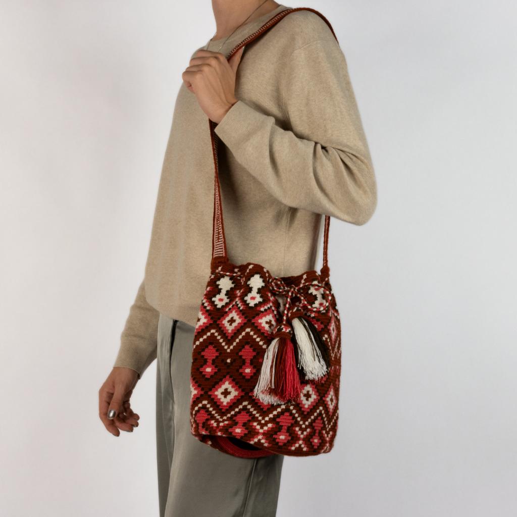 Haak tas Boho originele Wayuu schoudertas uit Colombia, Handtassen en Accessoires, Tassen | Damestassen, Nieuw, Overige typen