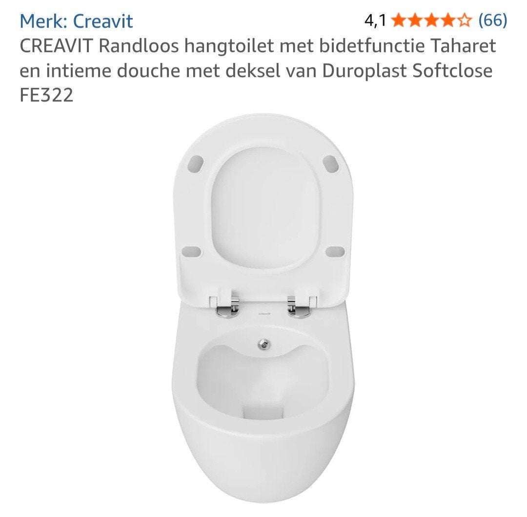 Creavit hangtoilet met bidet functie + bidetkraan, Ophalen, Nieuw, Toilet