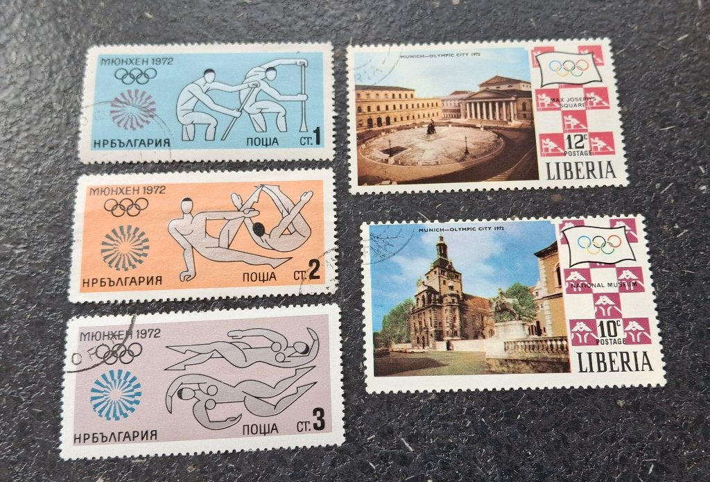 Lot de timbres : Jeux Olympiques de Munich 1972, Enlèvement ou Envoi, RDA, Affranchi